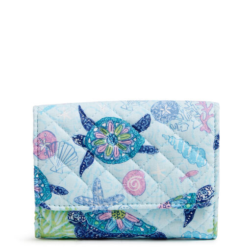 Vera Bradley RFID Riley Compact Wallet in Turtle Dream, 