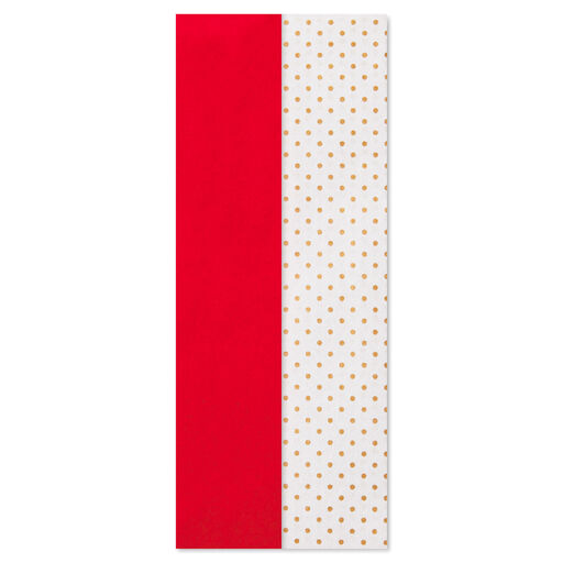 Red and Gold Dots 2-Pack Tissue Paper, 4 sheets, 