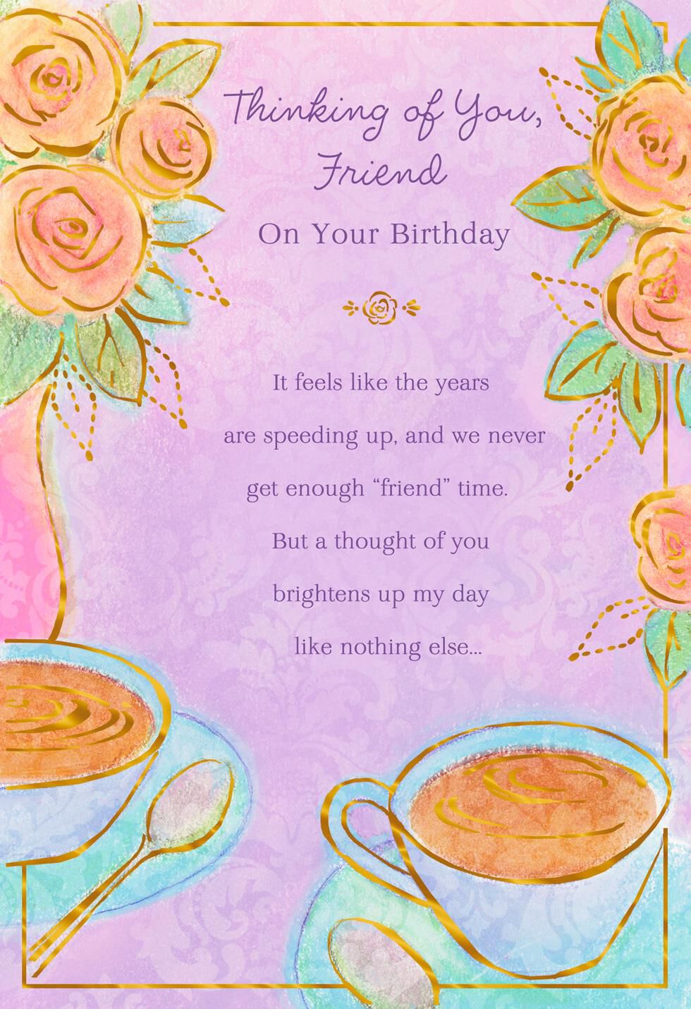 Teacups and Flowers Birthday Card for Friend