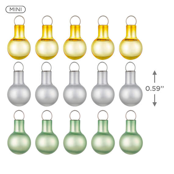 Mini Festive Gold, White and Green Glass Ornaments, Set of 15, , large image number 4