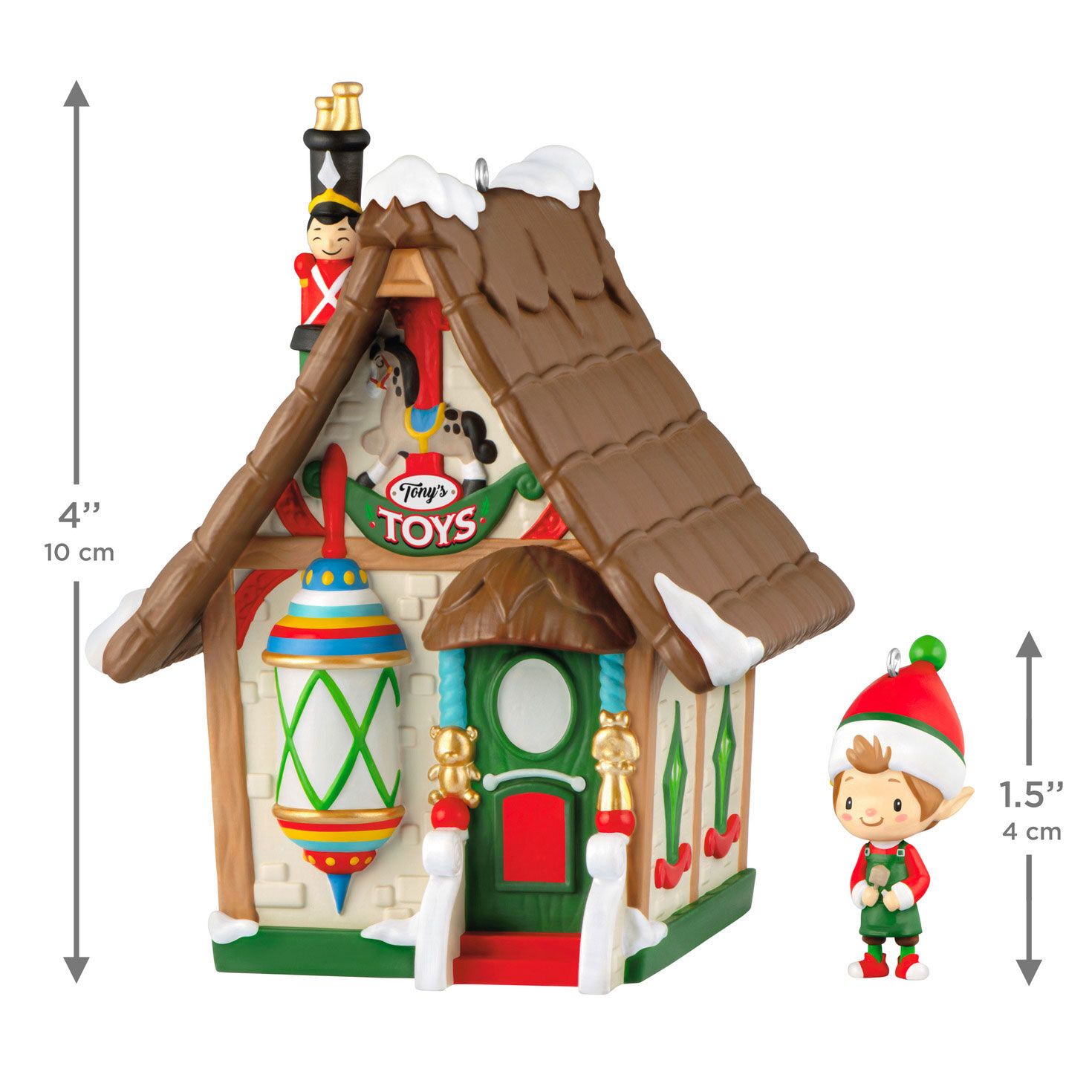 Tony's Toys Shop and Elf Keepsake Ornaments measurement image number 3