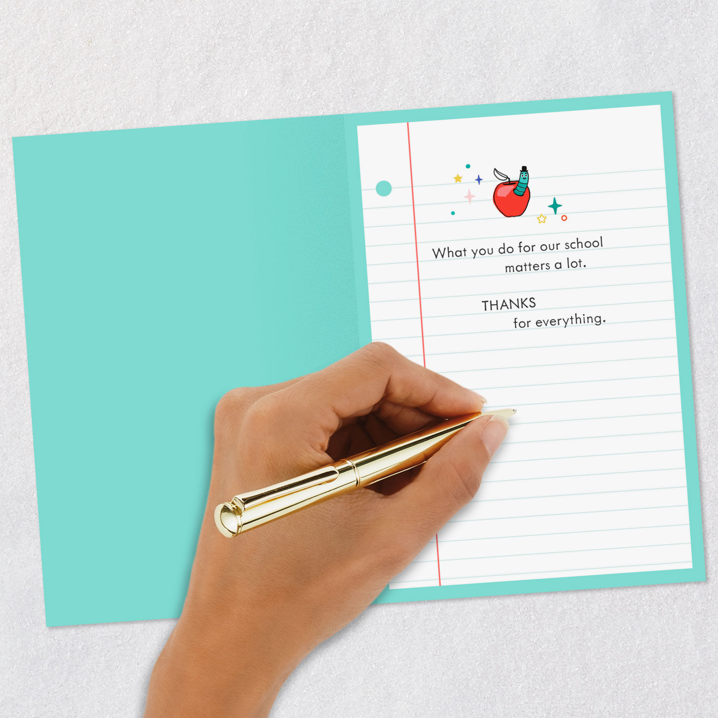 Dog With Stack of Books Thank You Card for School Staff Signing card image number 6