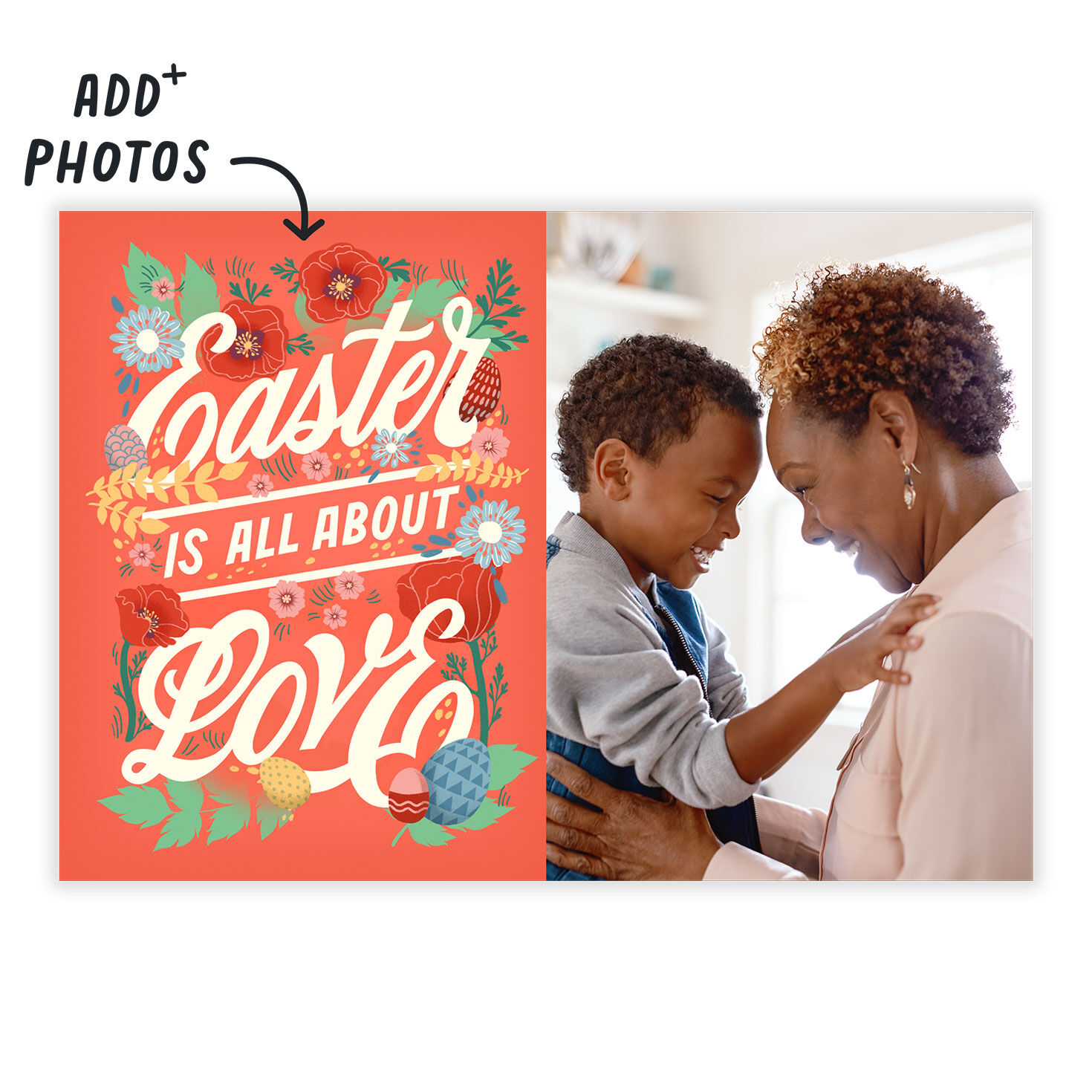 Personalized Flowers & Eggs Love Easter Photo Card  image number 2