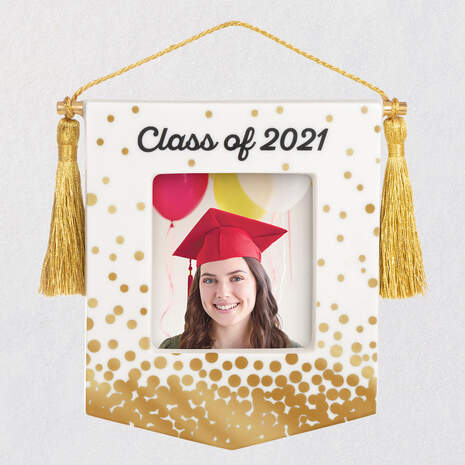 Congrats, Grad! Class of 2021 Porcelain Photo Frame Ornament, , large