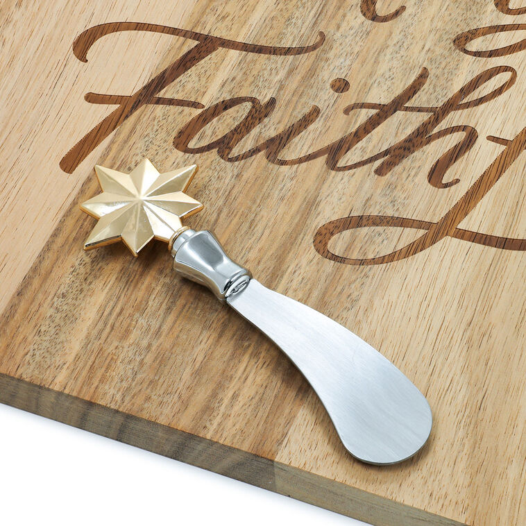 Come All Ye Faithful Cheese Board and Spreader closeup detail image number 4