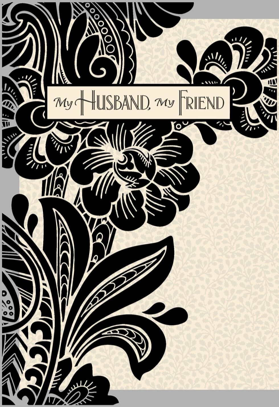 Black and White Floral Birthday Card for Husband