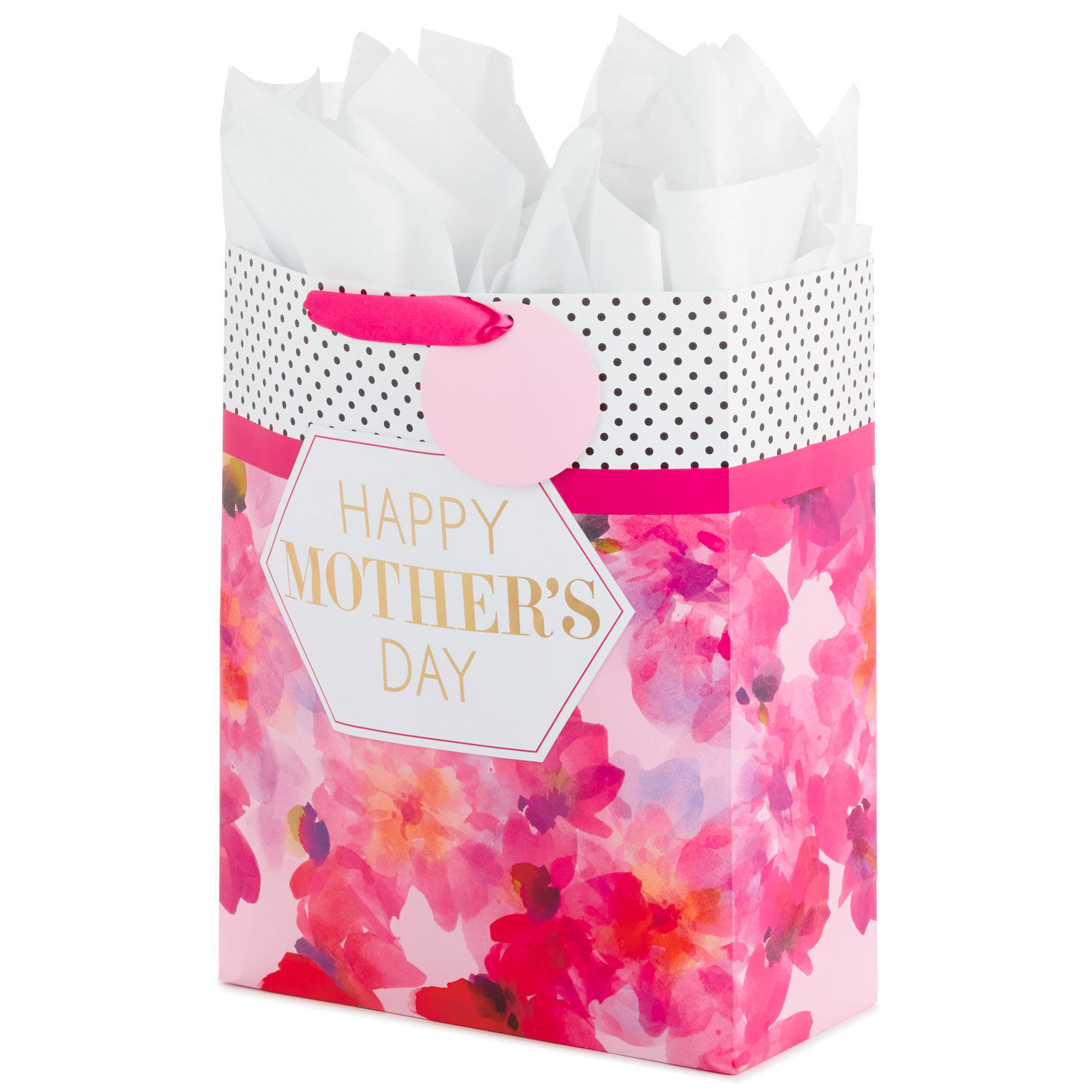 15.5" Fuchsia Floral XL Mother's Day Gift Bag With Tissue for only USD 6.99 | Hallmark