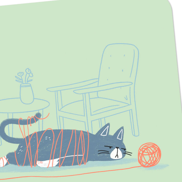 Cat Tangled in Yarn Encouragement Card Card Front Detail image number 4
