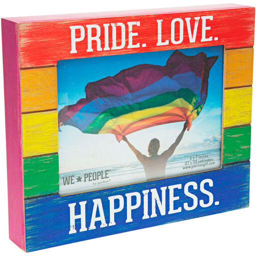 Pavilion Pride Love Happiness Rainbow Wood Picture Frame, 5x7, 