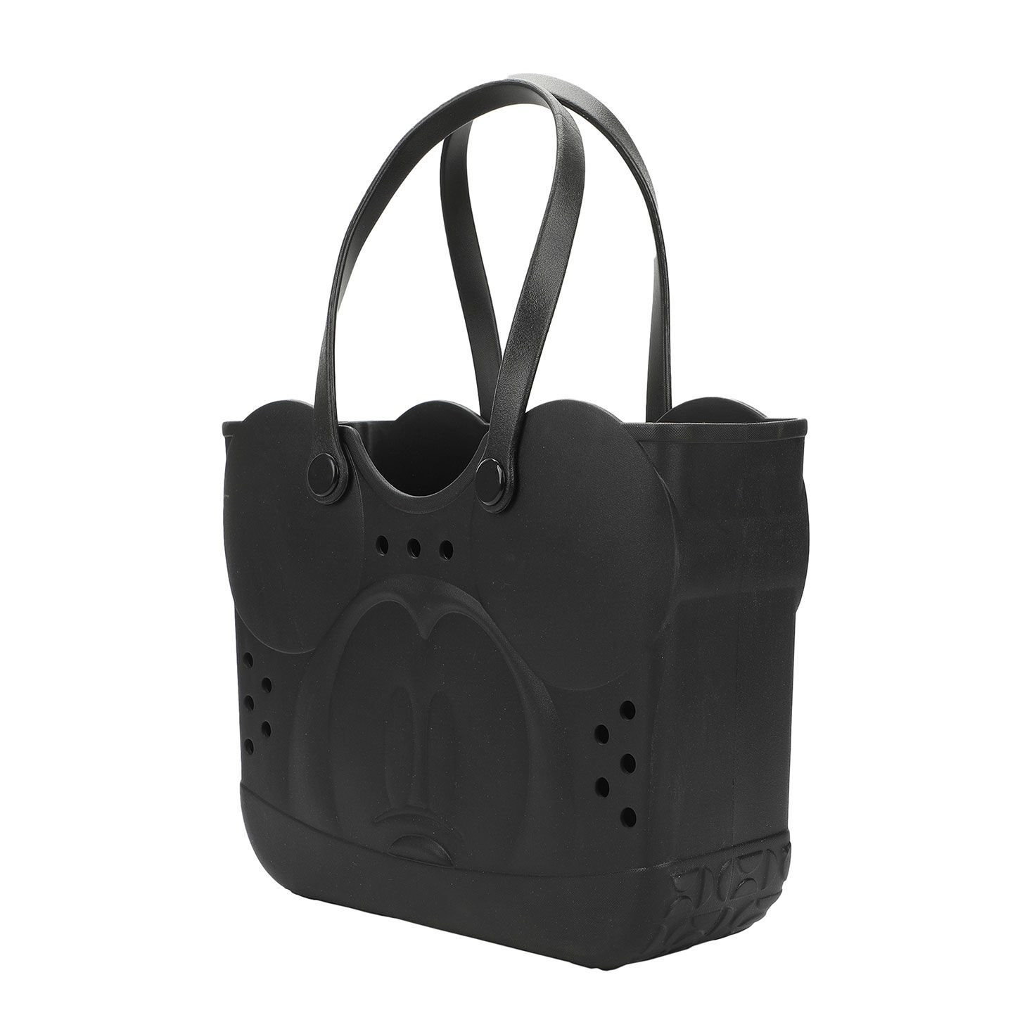 Mickey Mouse Face Black Plastic Tote Bag side image number 4