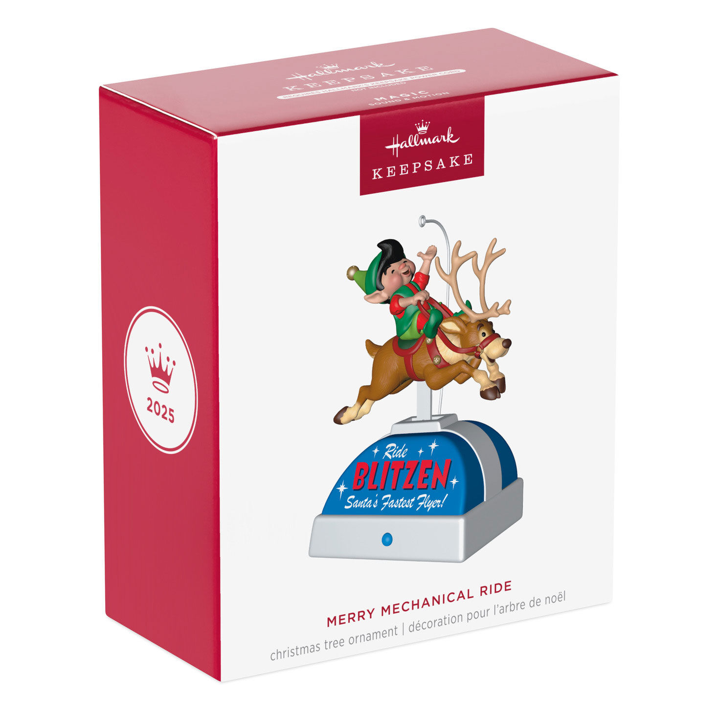 Elf on Reindeer Mechanical Ride Keepsake Ornament  image number 7