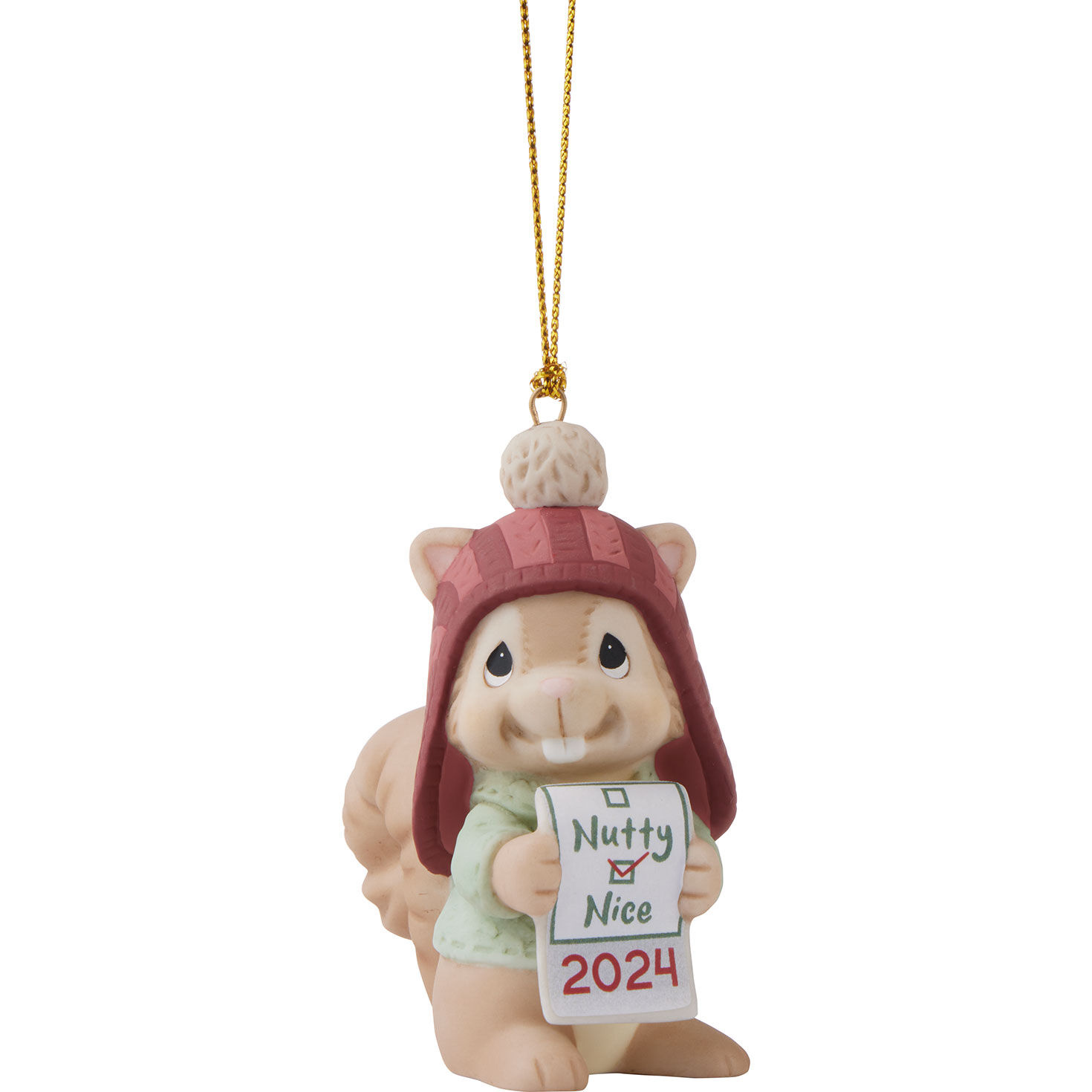Precious Moments Nutty or Nice 2024 Dated Squirrel Ornament, 2.9"