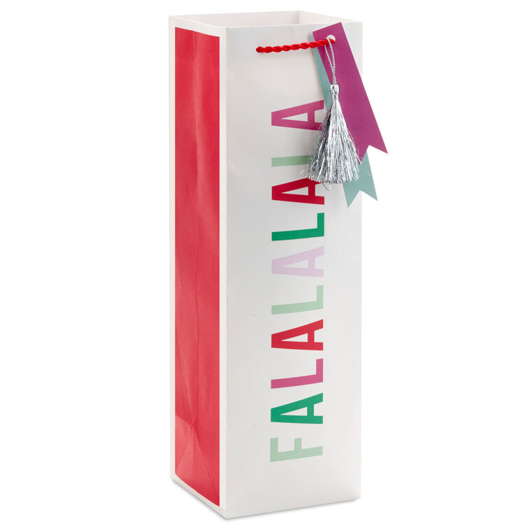 13" Colorful Caroling Christmas Wine Gift Bag