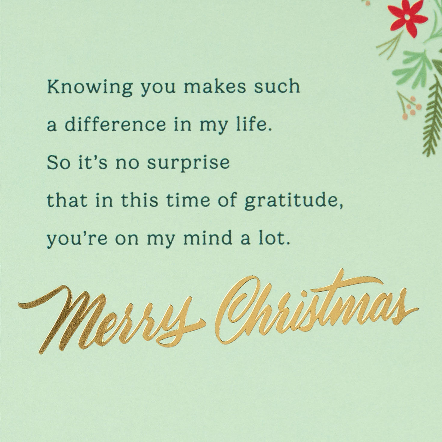 Elegant Greenery Thinking of You Christmas Card Sentiment image number 2