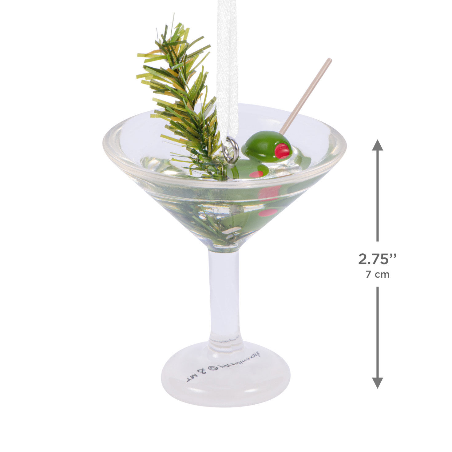 Festive Martini Christmas Ornament measurement image number 3