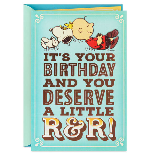 Peanuts® A Little R&R Funny Birthday Card, 