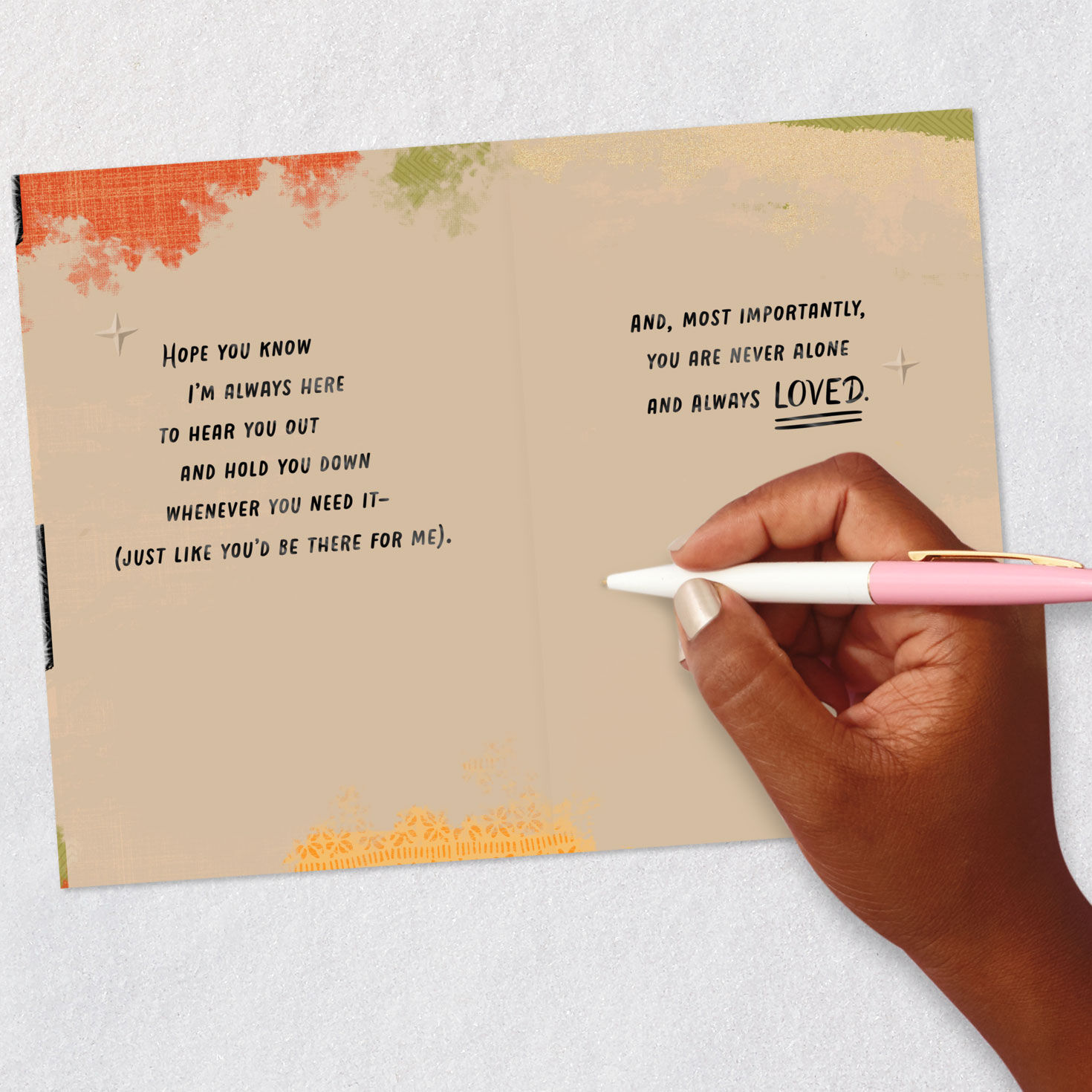 Black Hands Holding Encouragement Card Signing card image number 7