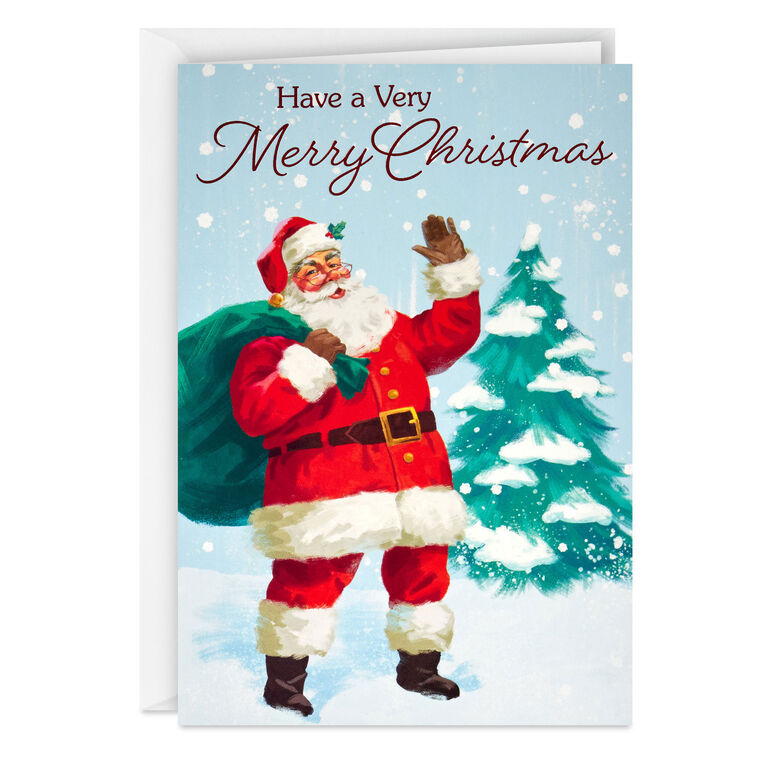 Vintage Santa in Snow Bulk Boxed Christmas Cards Card Front with Envelope image number 2