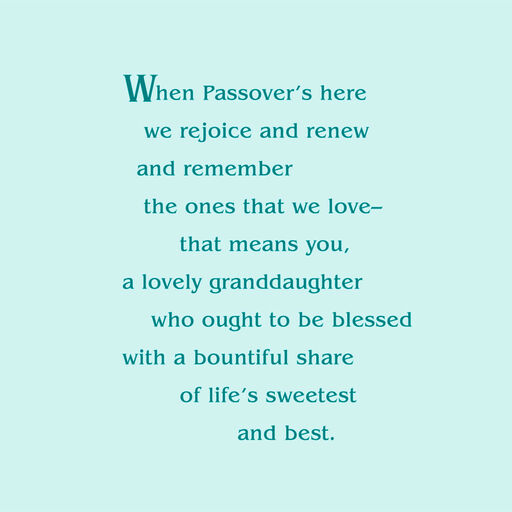 Rejoice, Renew and Remember Passover Card for Granddaughter, 