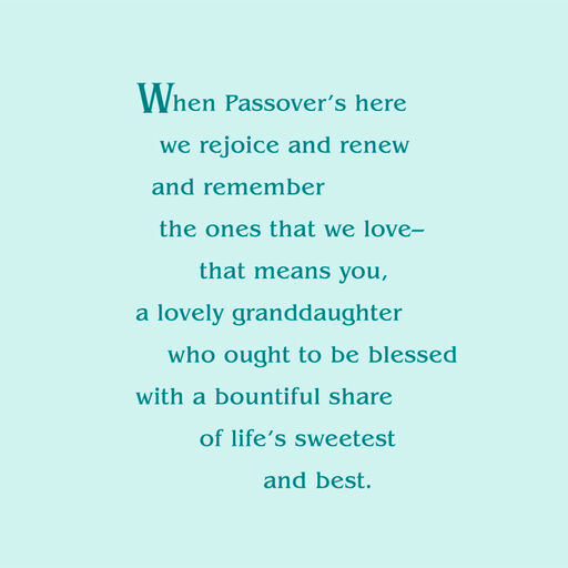 Rejoice, Renew and Remember Passover Card for Granddaughter, 