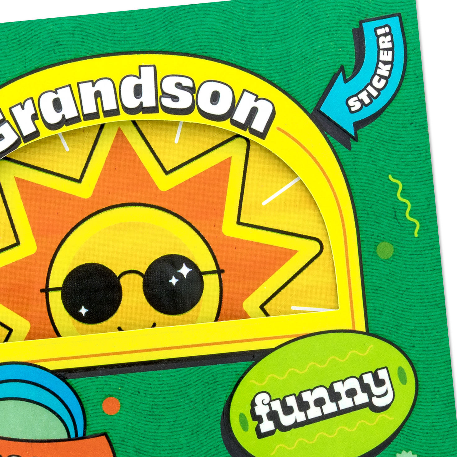 Grandson Birthday Card With Sun Decal Sticker Card Front Detail image number 4