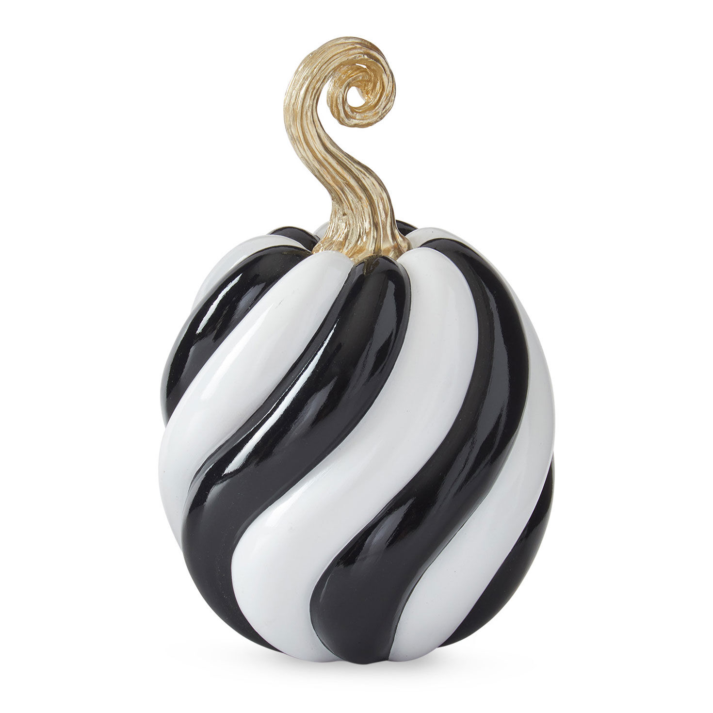 K&K Interiors Black and White Spiral Resin Pumpkin Decoration, 8.5"