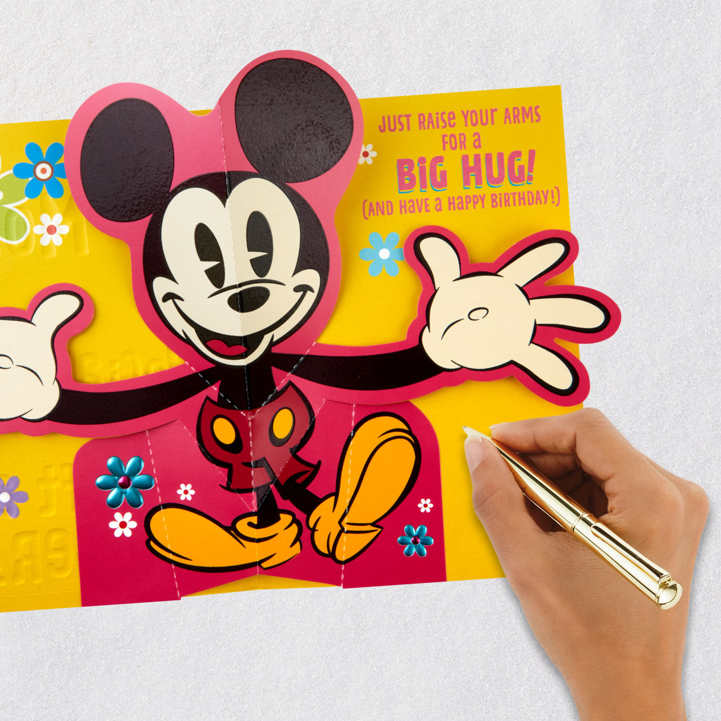 Mickey Mouse Pop-Up Hug Funny Birthday Card for Mom Signing card image number 6