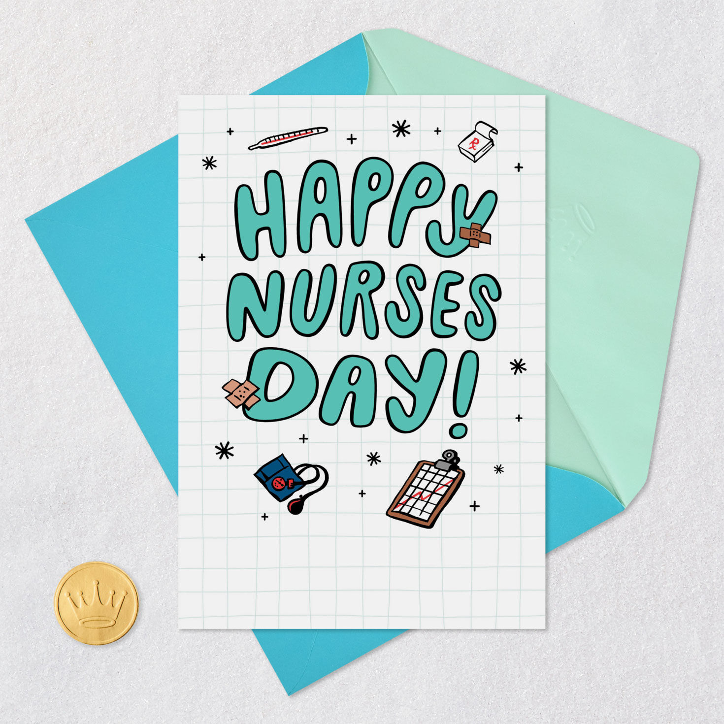 Healthcare Items Funny Nurses Day Card Card Front with Envelope and Gold Seal image number 5