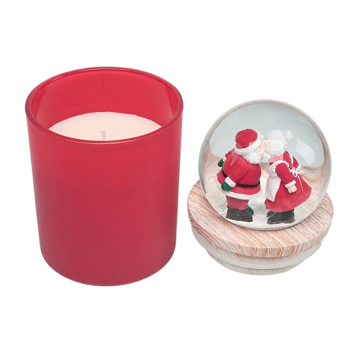 Red Peppermint Scented Santa and Mrs. Claus Snow Globe Candle for only USD 19.99 | Hallmark