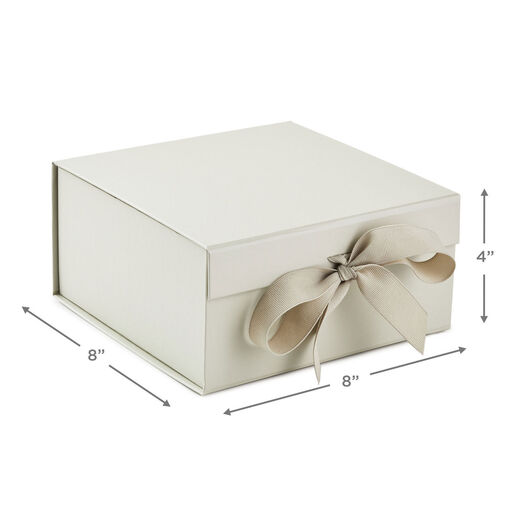 8" Square Pearl White Gift Boxes With Paper Shred, 2-Pack, 