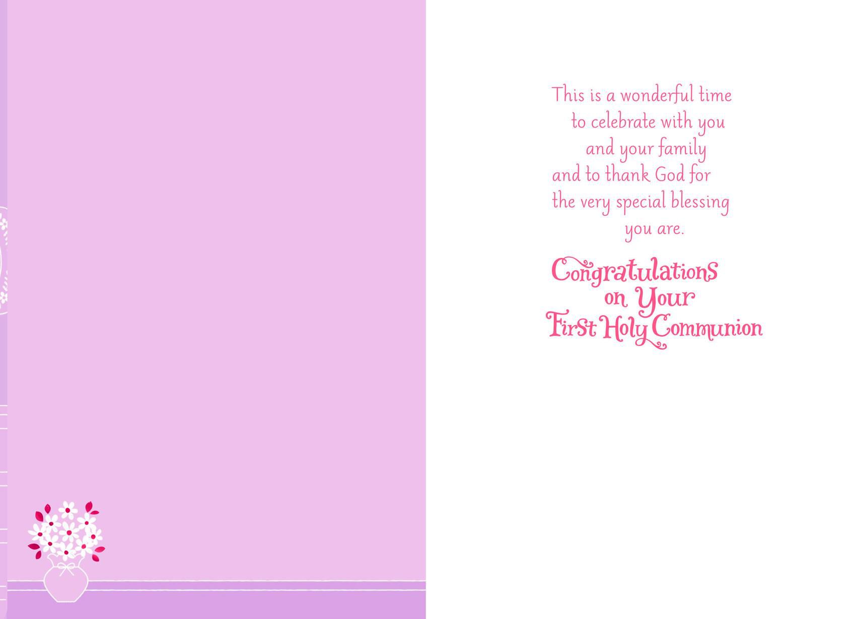 Flowery White Dress First Holy Communion Card for Goddaughter