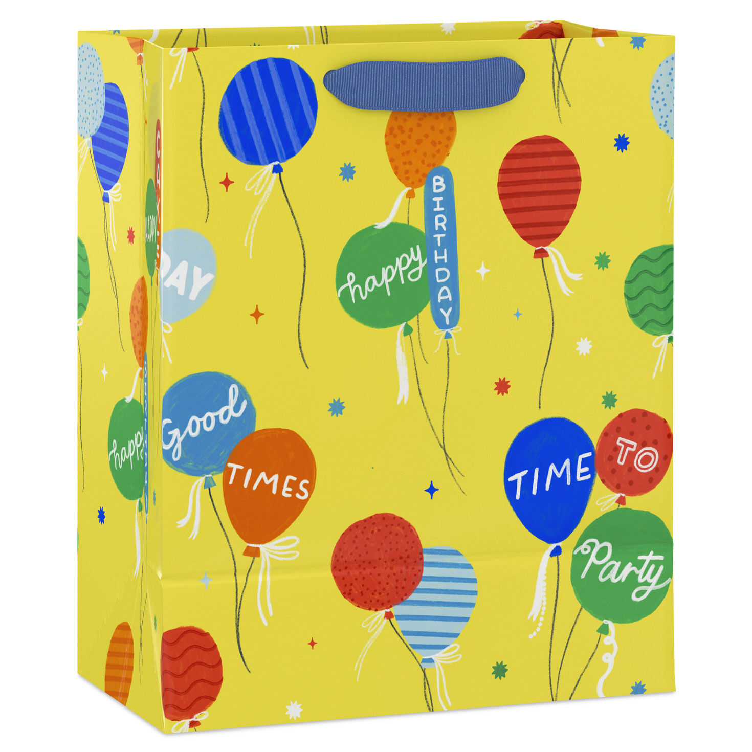 Bright Balloons on Yellow Medium Birthday Gift Bag Back image number 6