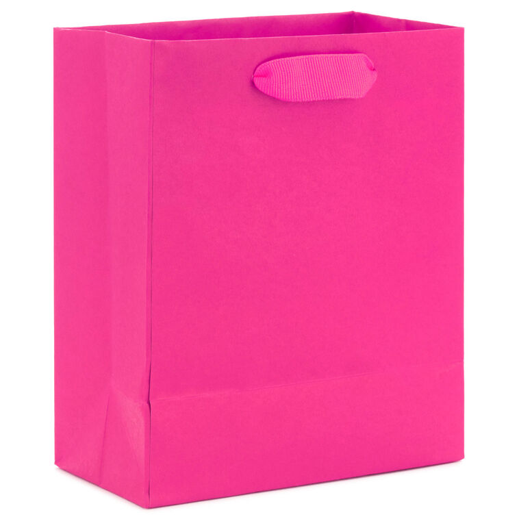 6.5" Solid Hot Pink Small Gift Bag, Hot Pink, large image number 6
