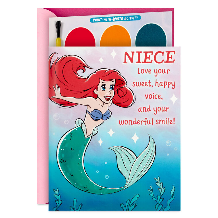 Disney The Little Mermaid Ariel Splashy Fun Birthday Card for Niece With Paint-With-Water Activity