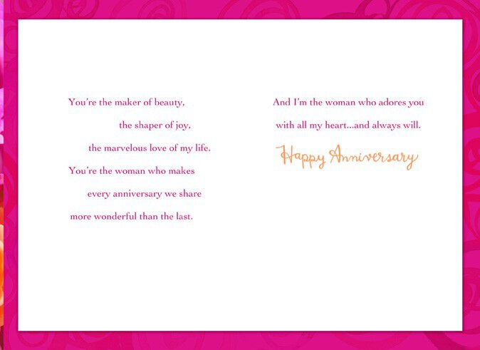 Woman I Love Anniversary Card