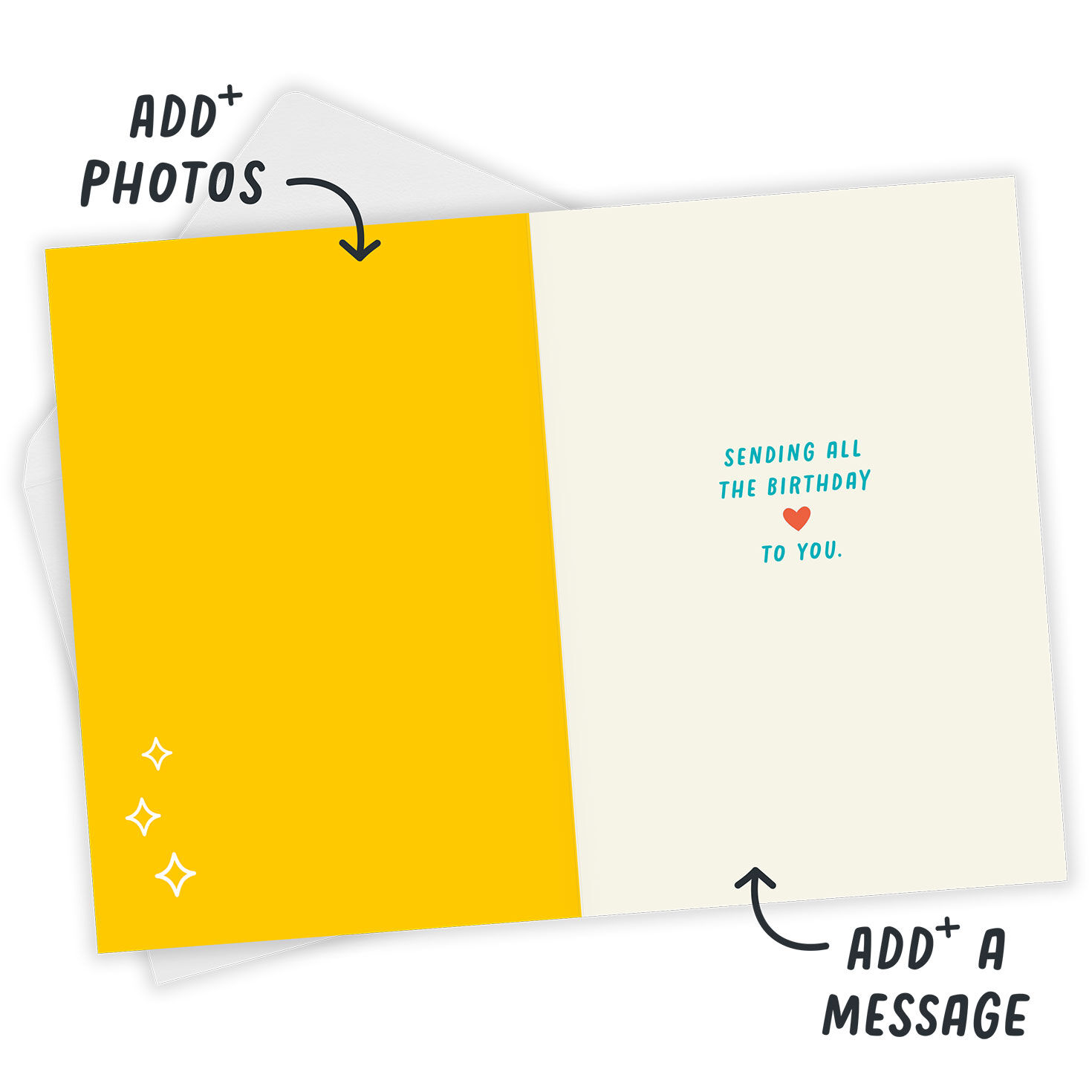 Text Message Bubbles Personalized Birthday Card Open Card with Envelope indicating personalization image number 3