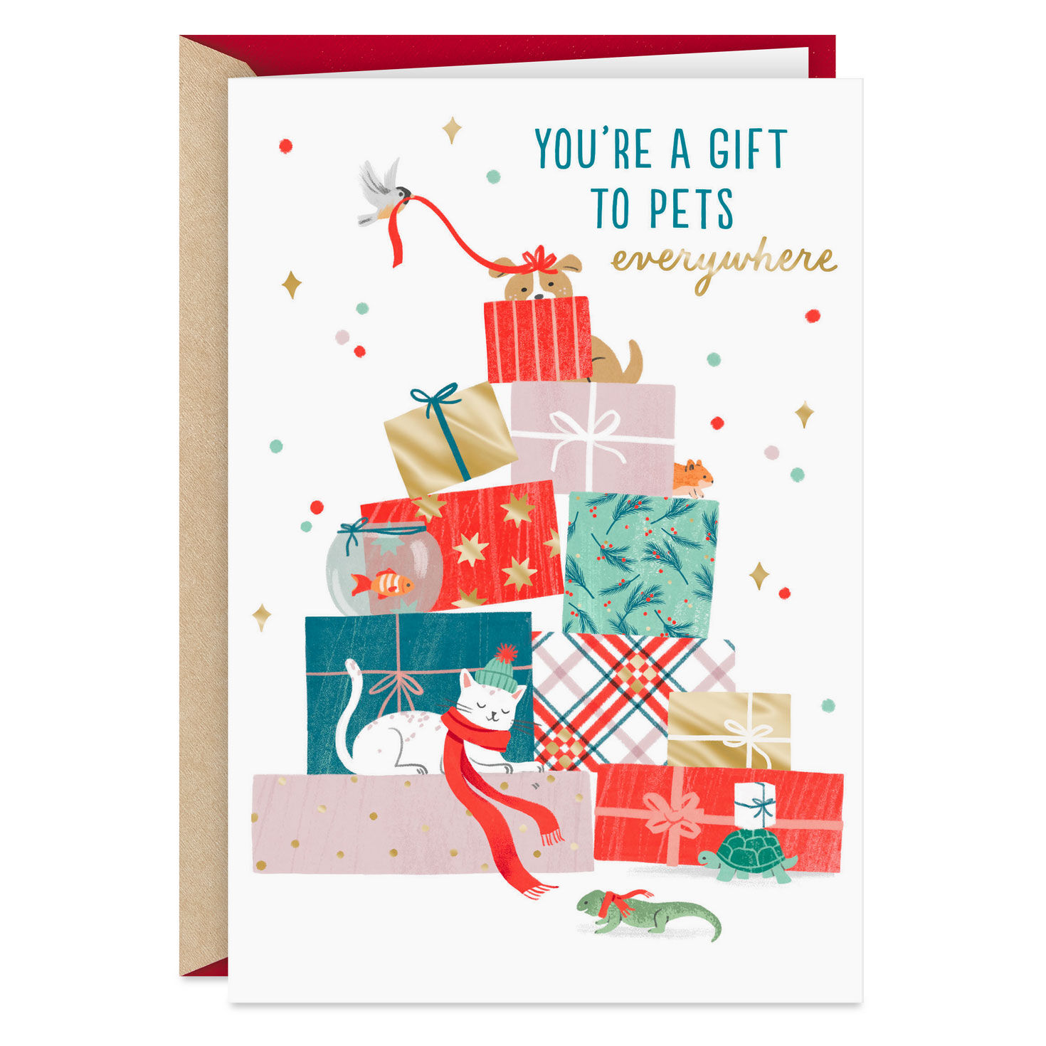 You're a Gift to Pets Holiday Card for Pet Caregiver