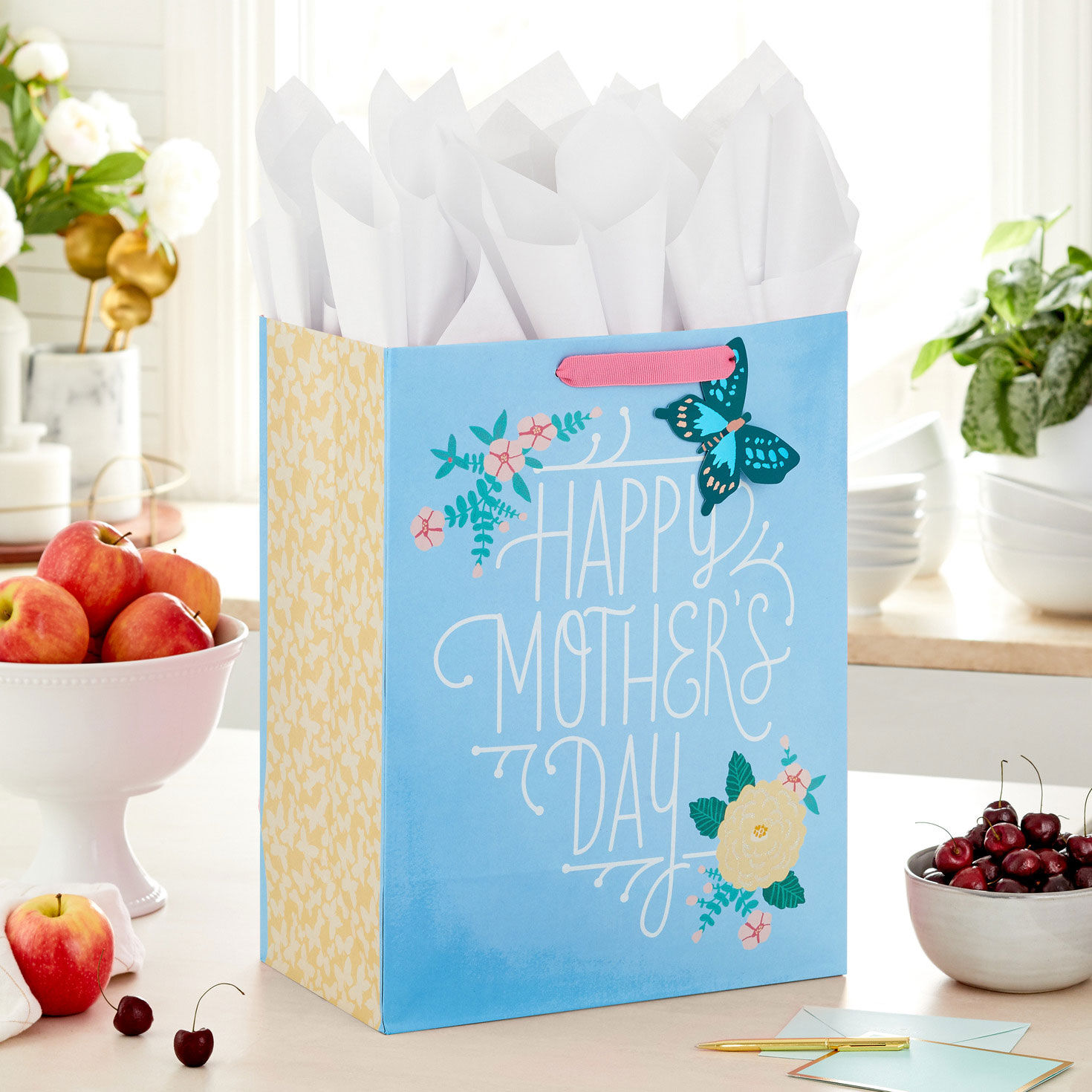 13" Blue Happy Mother's Day Large Gift Bag With Tissue Paper for only USD 6.99 | Hallmark