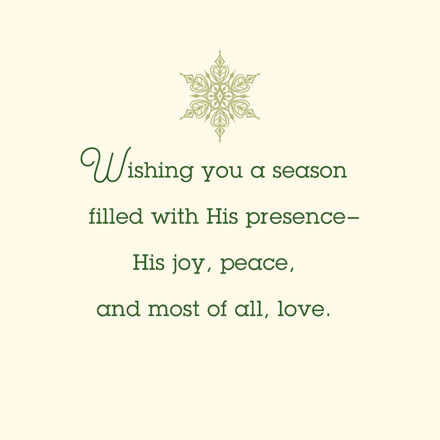 Gold Snowflakes on Green Religious Christmas Card Sentiment image number 2