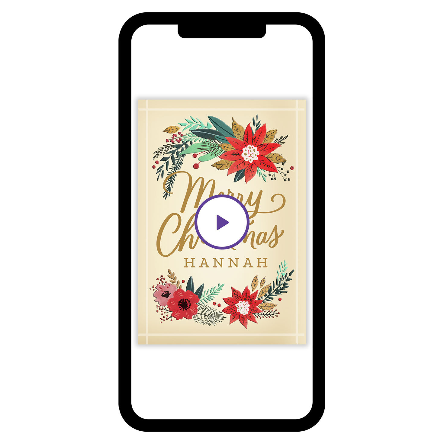 Merry Wishes Poinsettia Christmas eCard