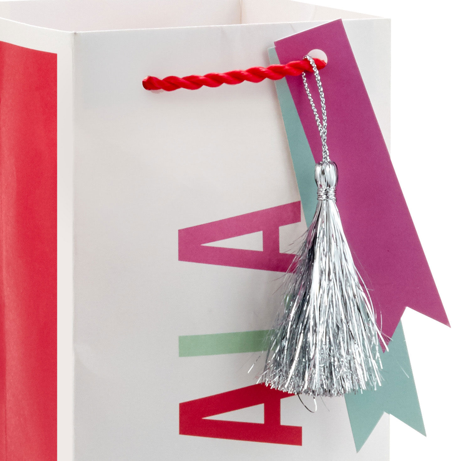 Colorful Caroling Christmas Wine Gift Bag Handle Detail image number 4