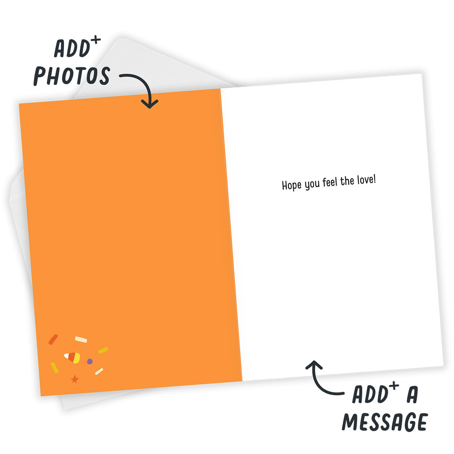 Paper Hug Personalized Halloween Card Open Card with Envelope indicating personalization image number 3