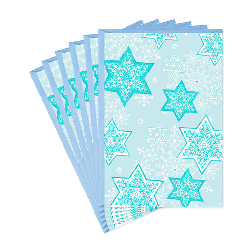 Blue and White Stars of David Hanukkah Cards, Pack of 6, 