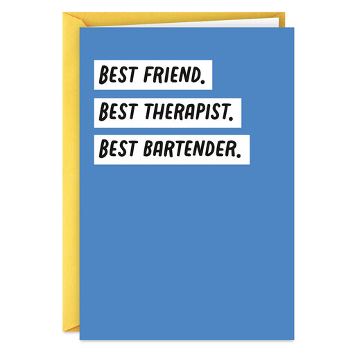 Friend, Therapist, Bartender Funny Card, 