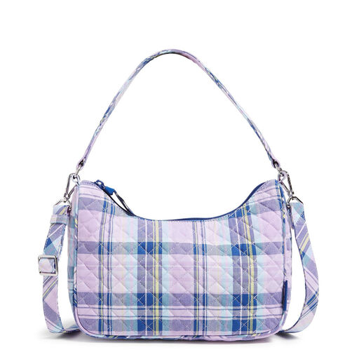Vera Bradley Frannie Crescent Crossbody Purse in Amethyst Plaid, 
