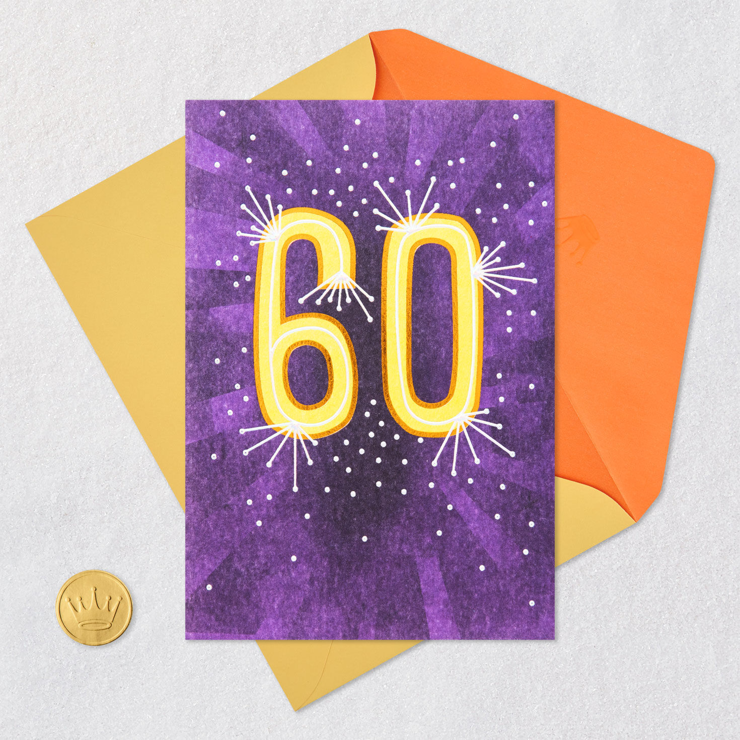 Sparkly Number 60 60th Birthday Card Card Front with Envelope and Gold Seal image number 6