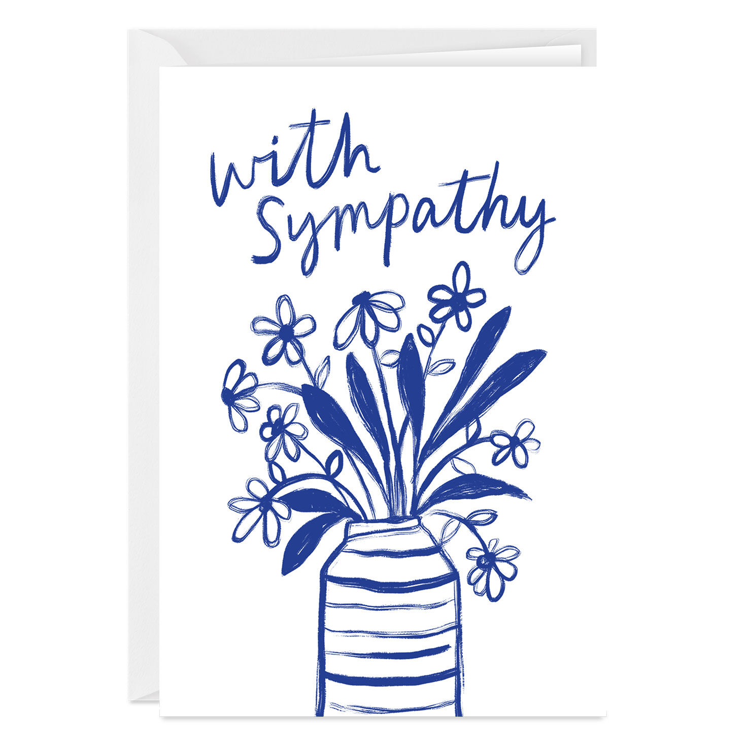 Blue and White Flower Bouquet Custom Sympathy Card