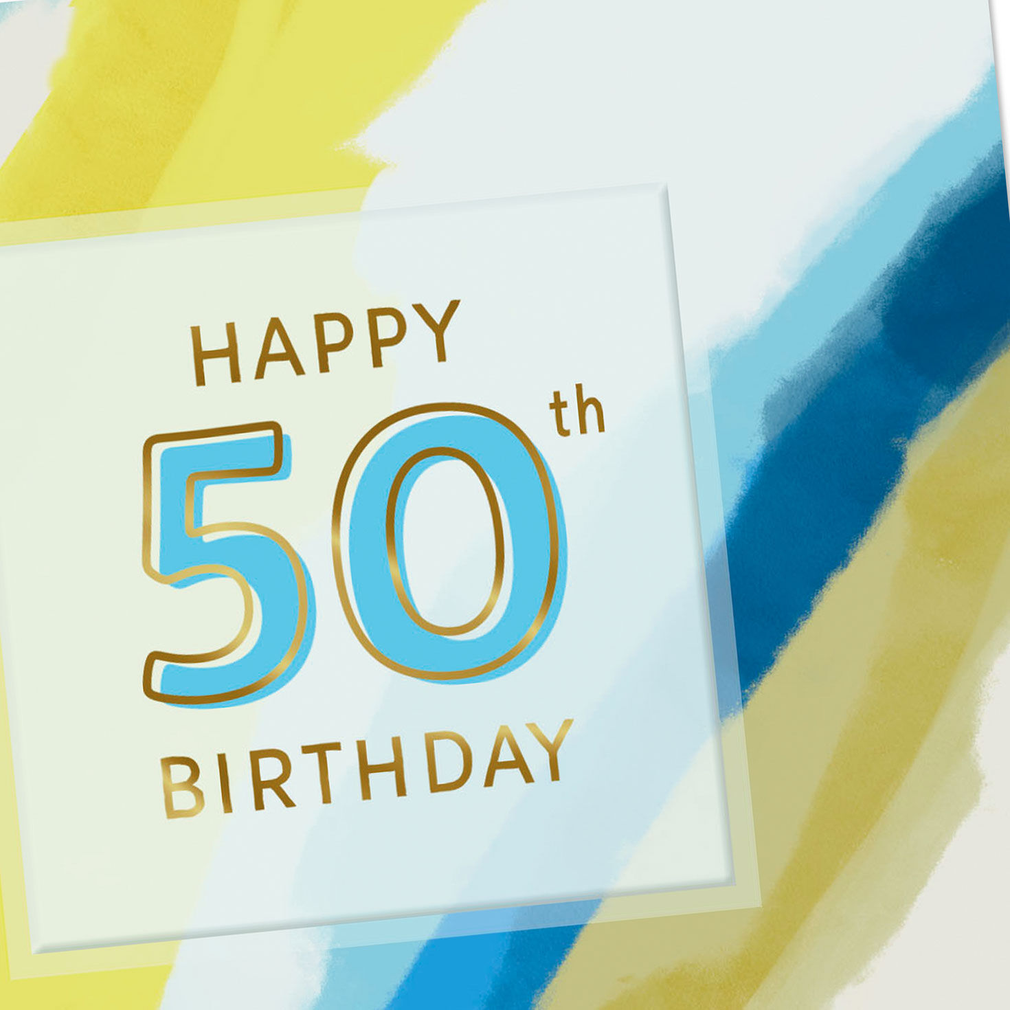 Modern Lime Green and Blue 50th Birthday Card Card Front Detail image number 4