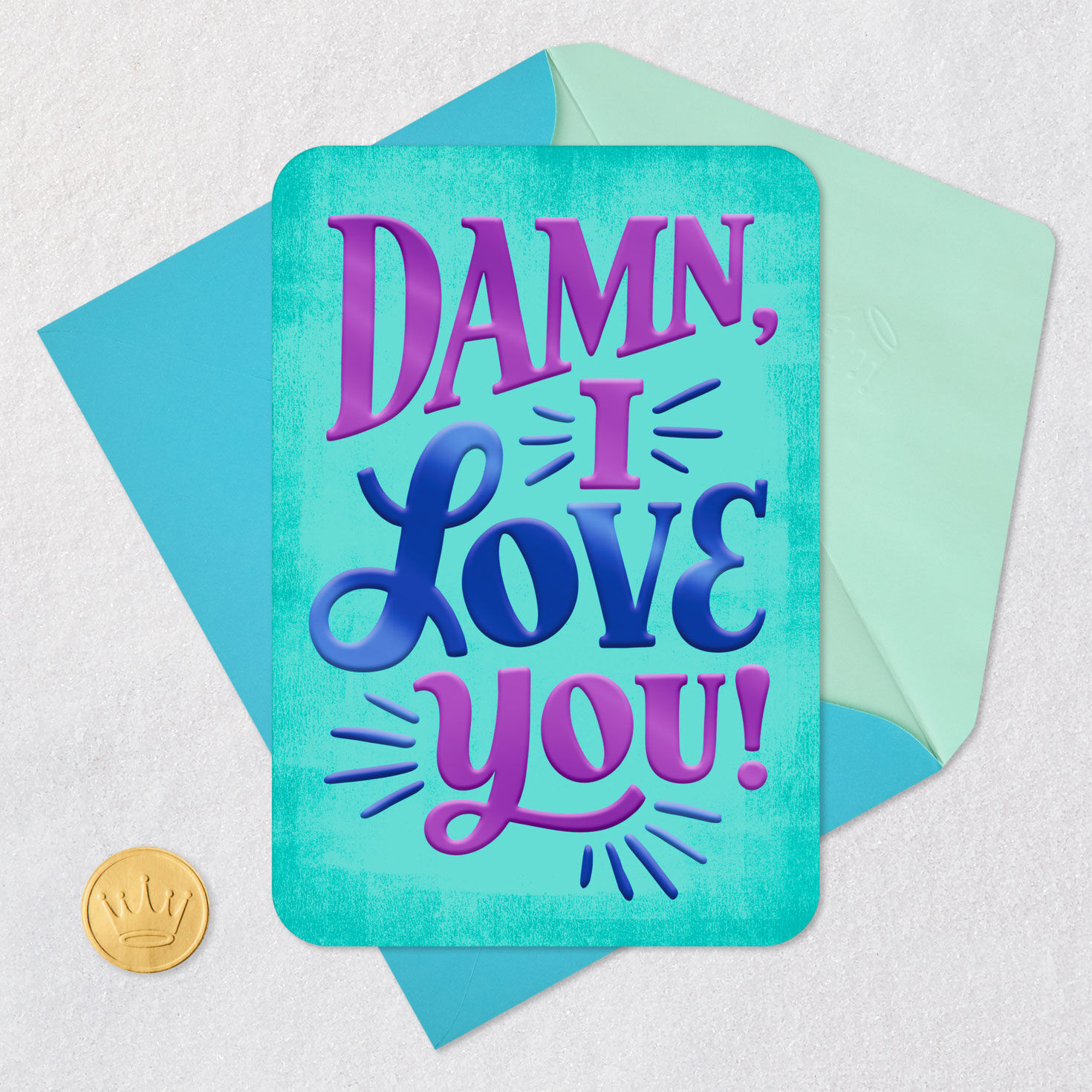 Damn, I Love You Romantic Love Card Card Front with Envelope and Gold Seal image number 5
