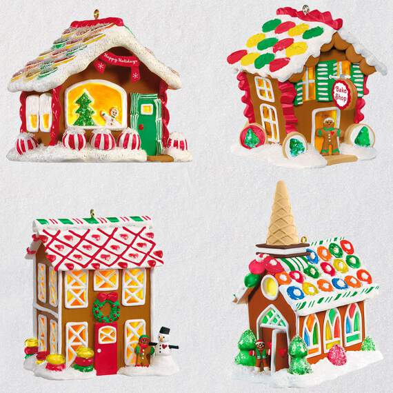 Gingerbread Village Ornaments With Light, Set of 4, , large image number 1